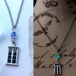 Tardis Doctor Who inspired glow in the dark necklace